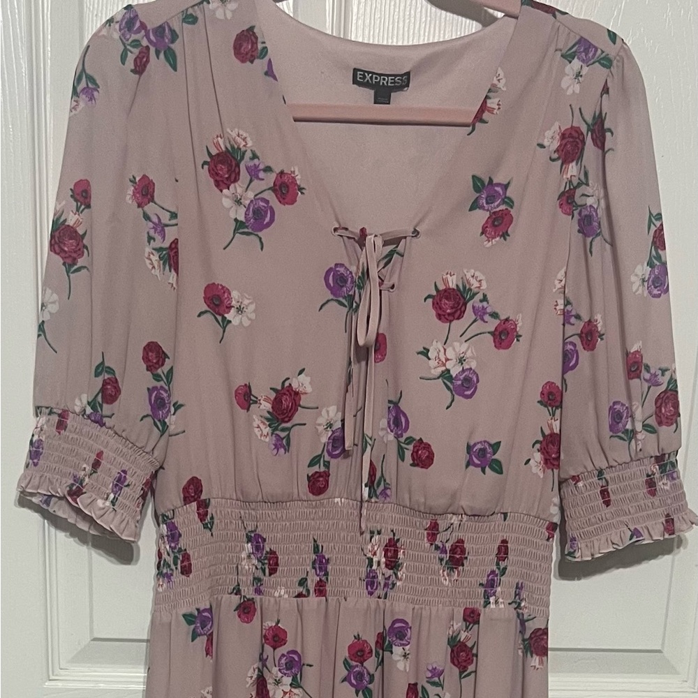 Express Pink Floral Long Sleeve Dress